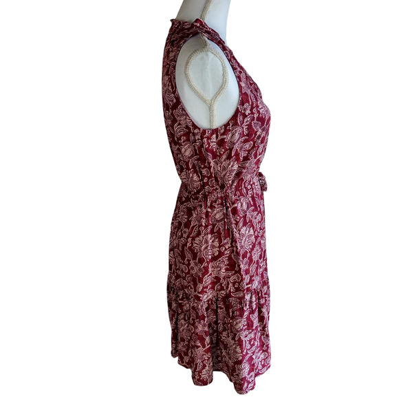 Gap Womens Sleeveless V-neck Flutter Hem Ruffle Dress Red Floral Size XS - Picture 4 of 9